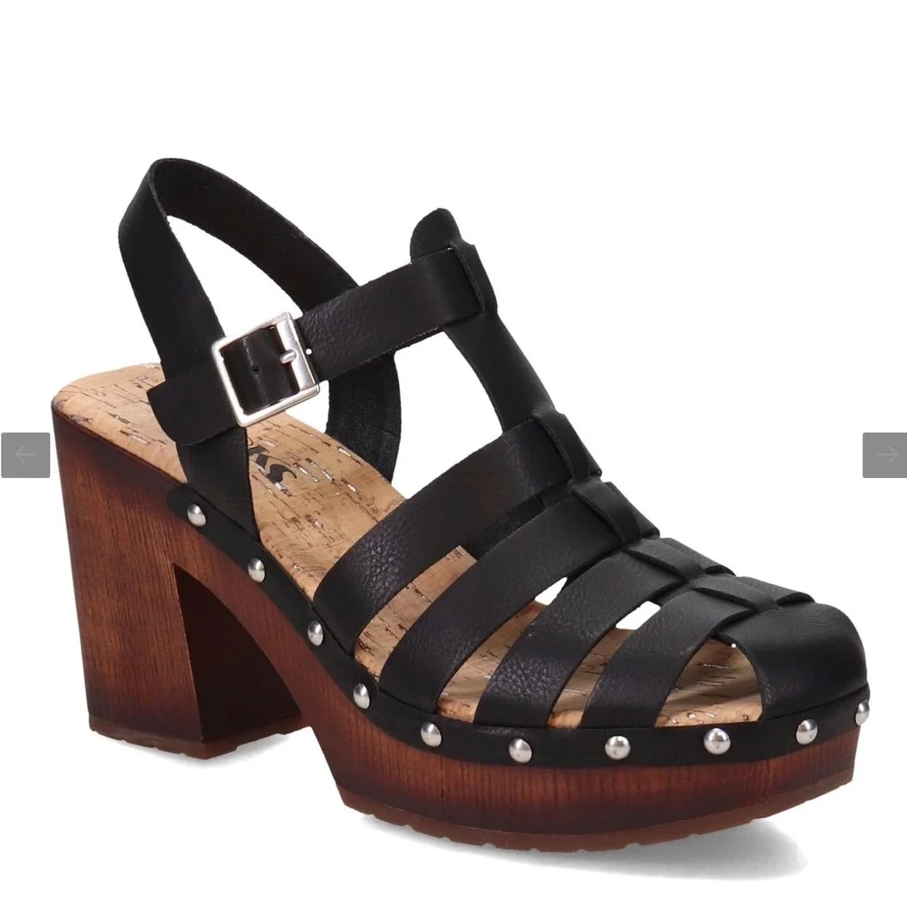 Korks Sandals 10 Fisherman Clogs Whitney Studded Boho Platform Block Heels